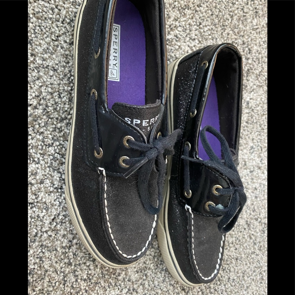 Black Glitter Sperrys